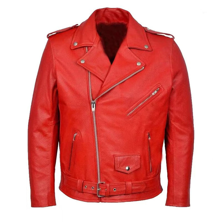 Men's casual motorcycle jacket with stand collar