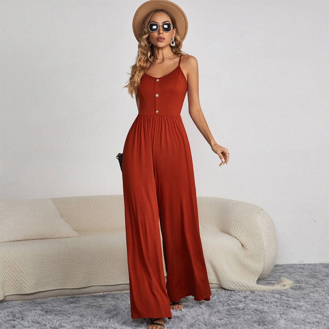 Women's jumpsuit with spaghetti straps and wide-leg design