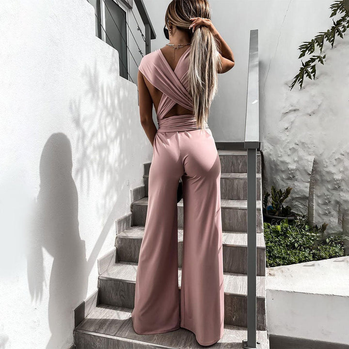 Women's elegant jumpsuit with a deep v-neckline