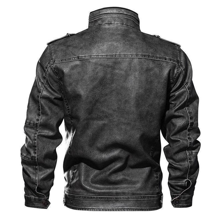 Men's casual warm motorcycle pu leather jacket