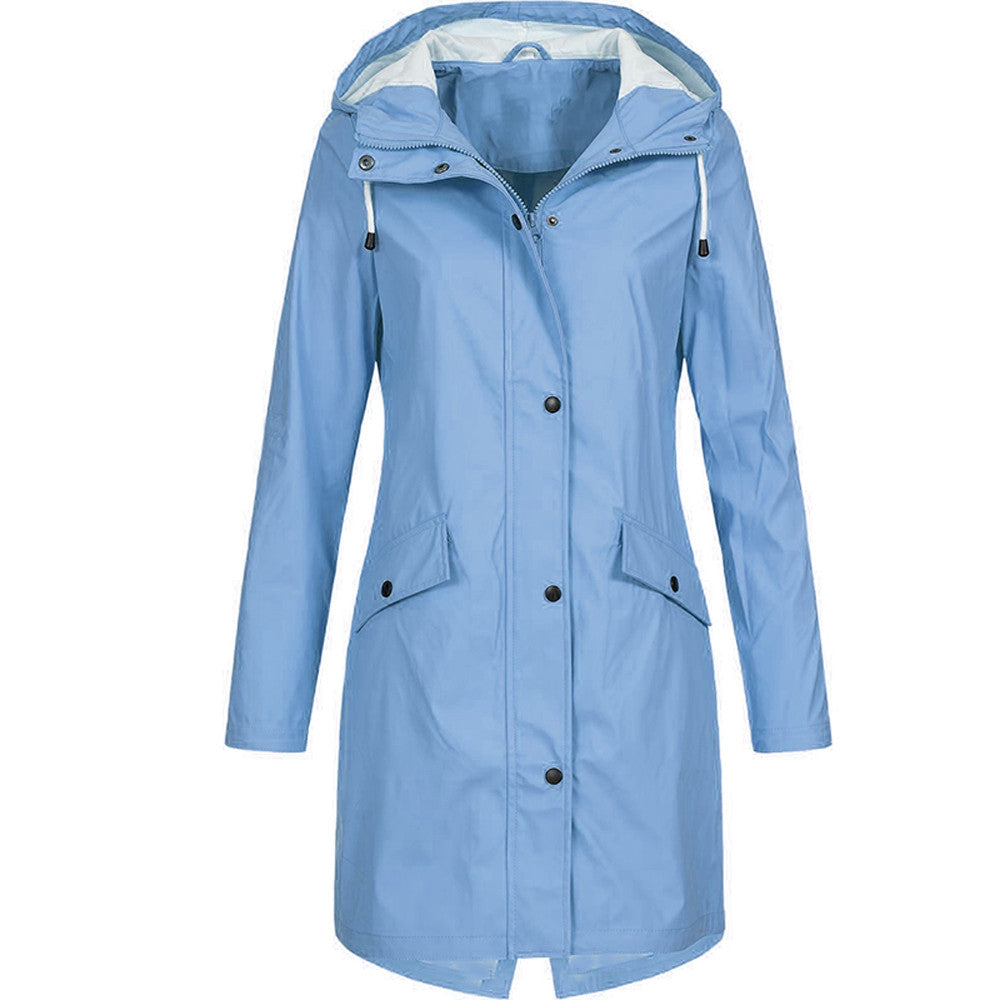 Waterproof hooded raincoat for women