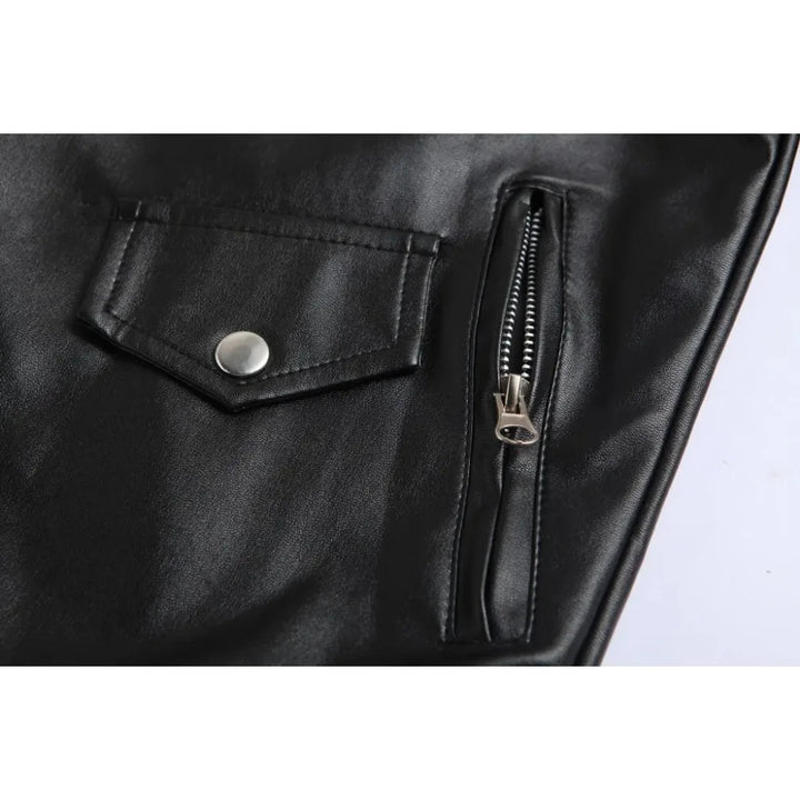 Men's plain zipper motorcycle jacket