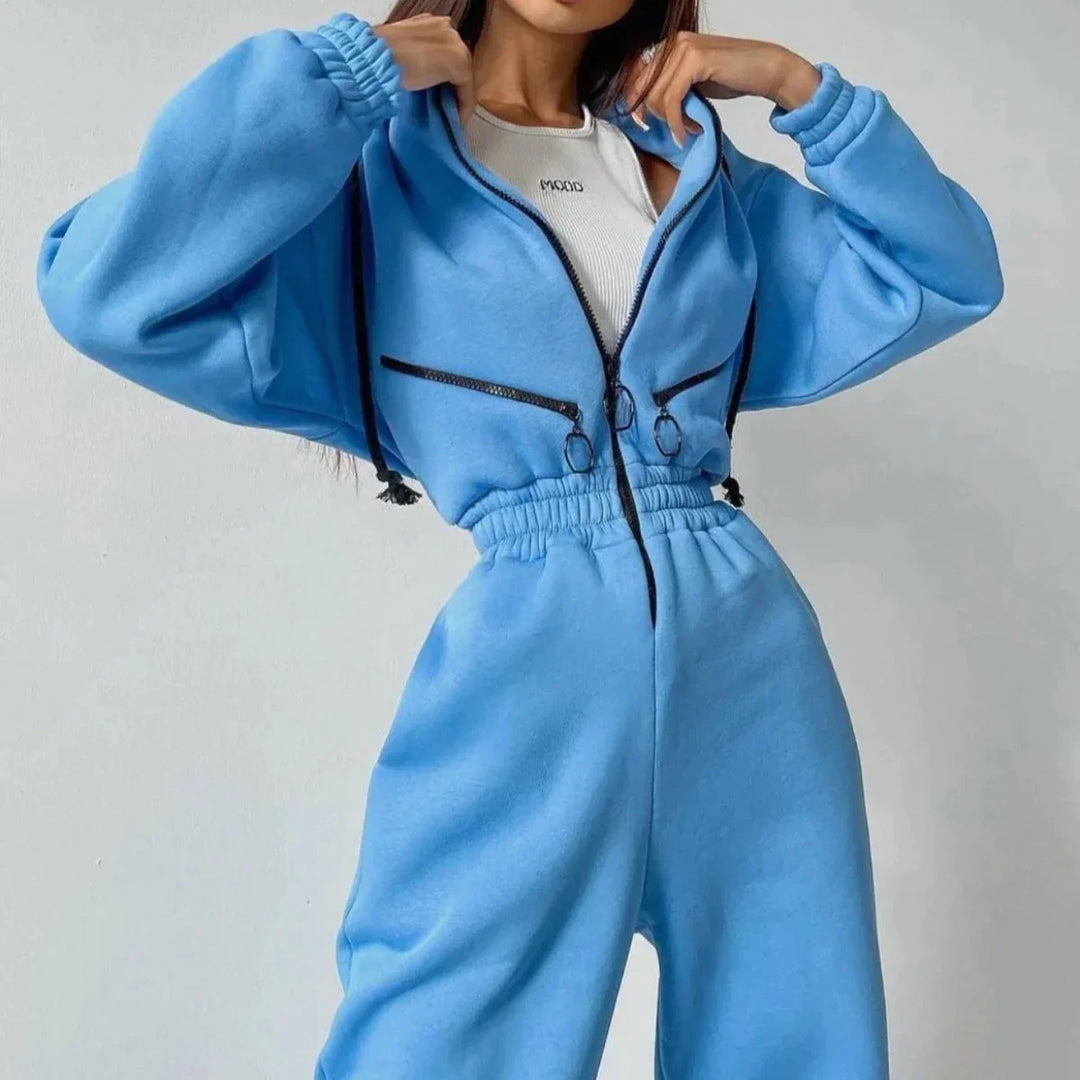 Women's overall jumpsuit with elastic waistband