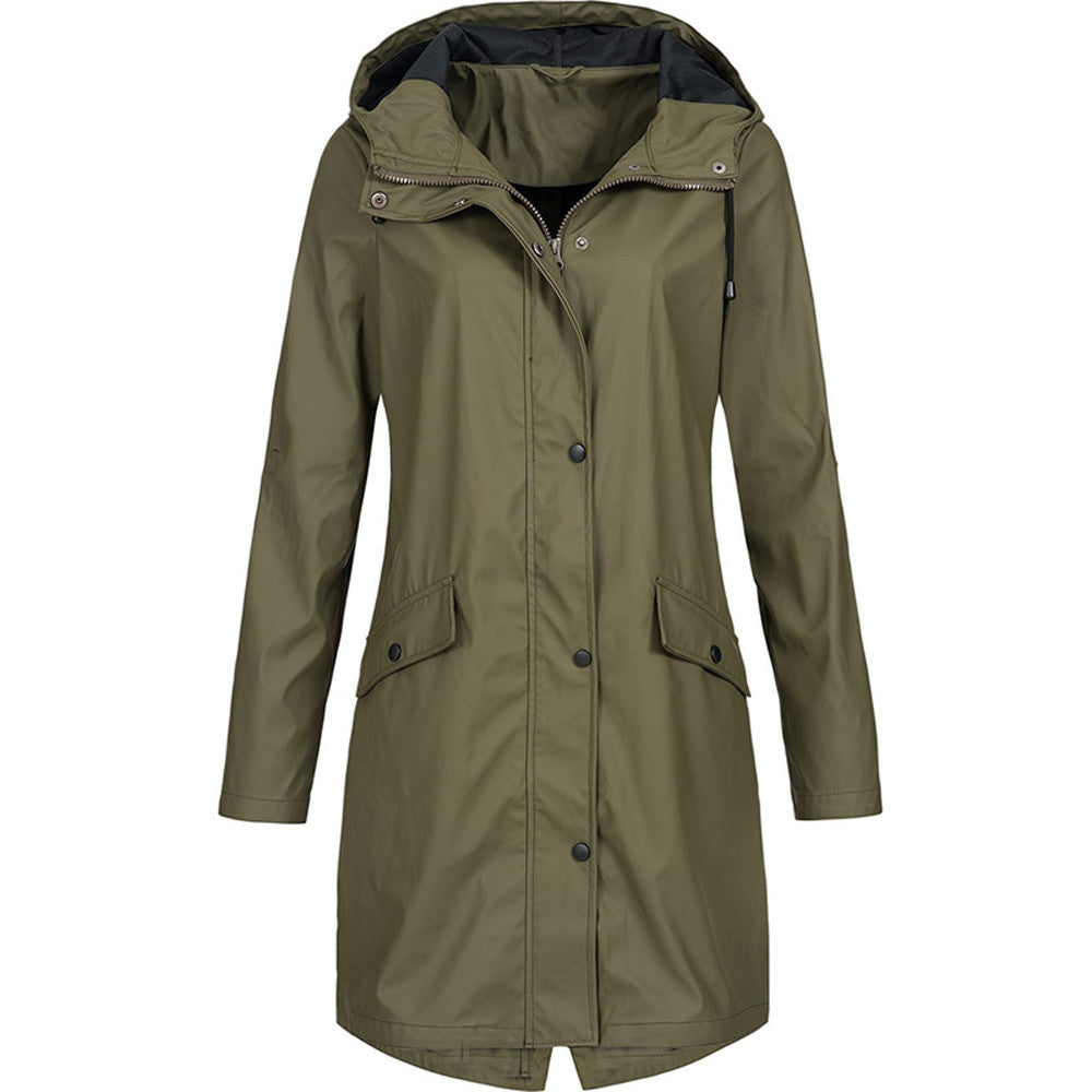 Waterproof hooded raincoat for women