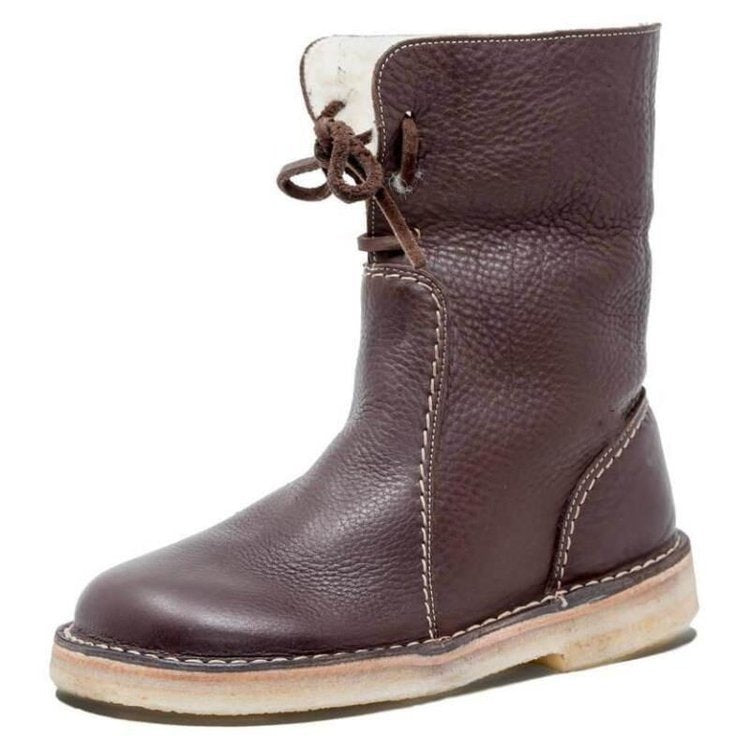 Women's leather ankle boots with laces