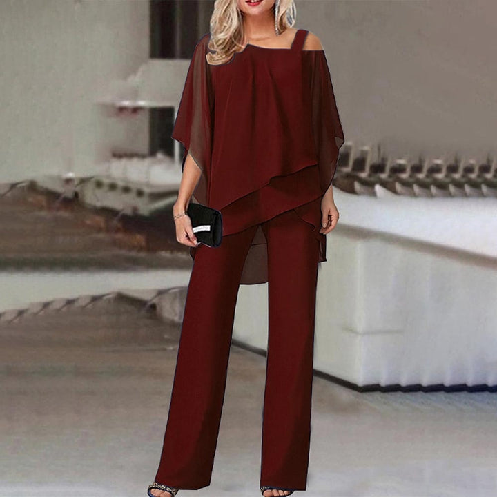 Elegant Women's Cold Shoulder Jumpsuit - Flowy & Stylish