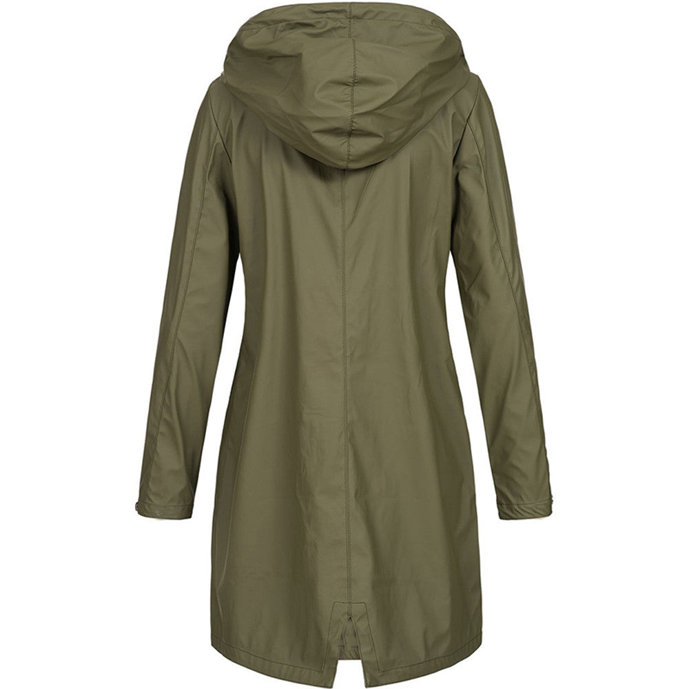 Waterproof hooded raincoat for women