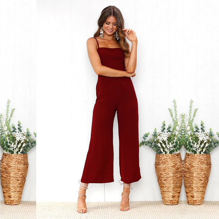 Women's sleeveless straight leg jumpsuit