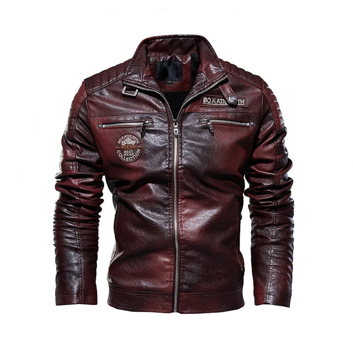 Men's casual leather winter jacket