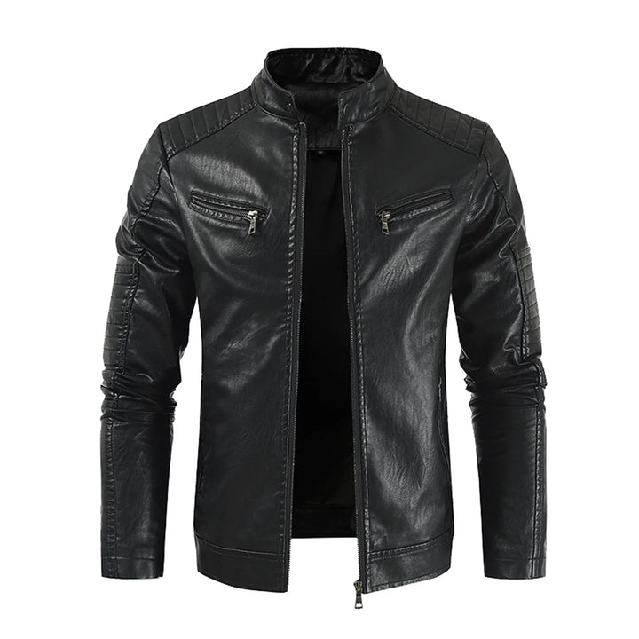 Men's vintage windbreaker pu leather jacket