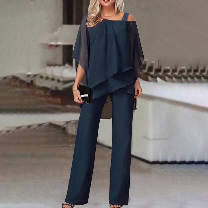 Elegant Women's Cold Shoulder Jumpsuit - Flowy & Stylish