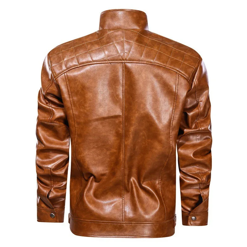 Men's leather motorcycle jacket