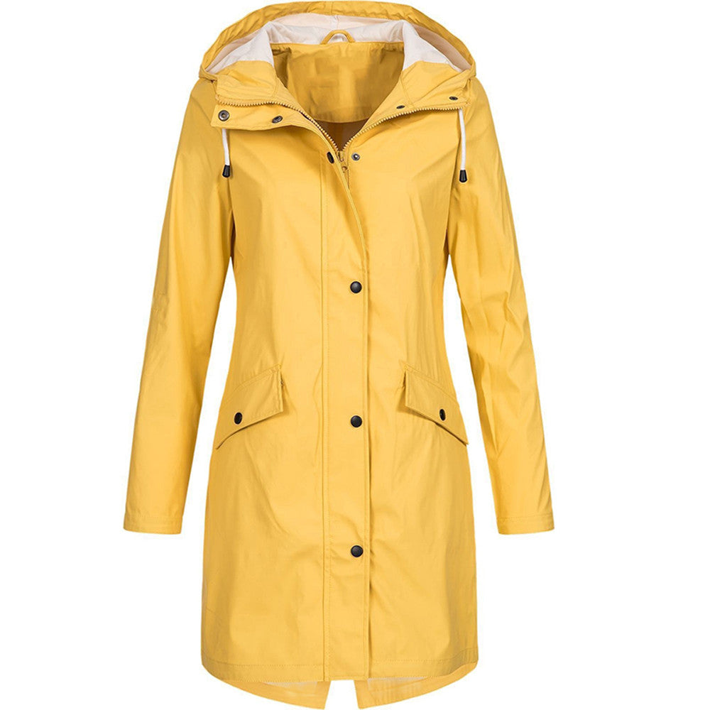 Waterproof hooded raincoat for women