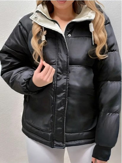 Hooded fleece-lined jacket for women