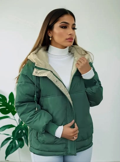 Hooded fleece-lined jacket for women