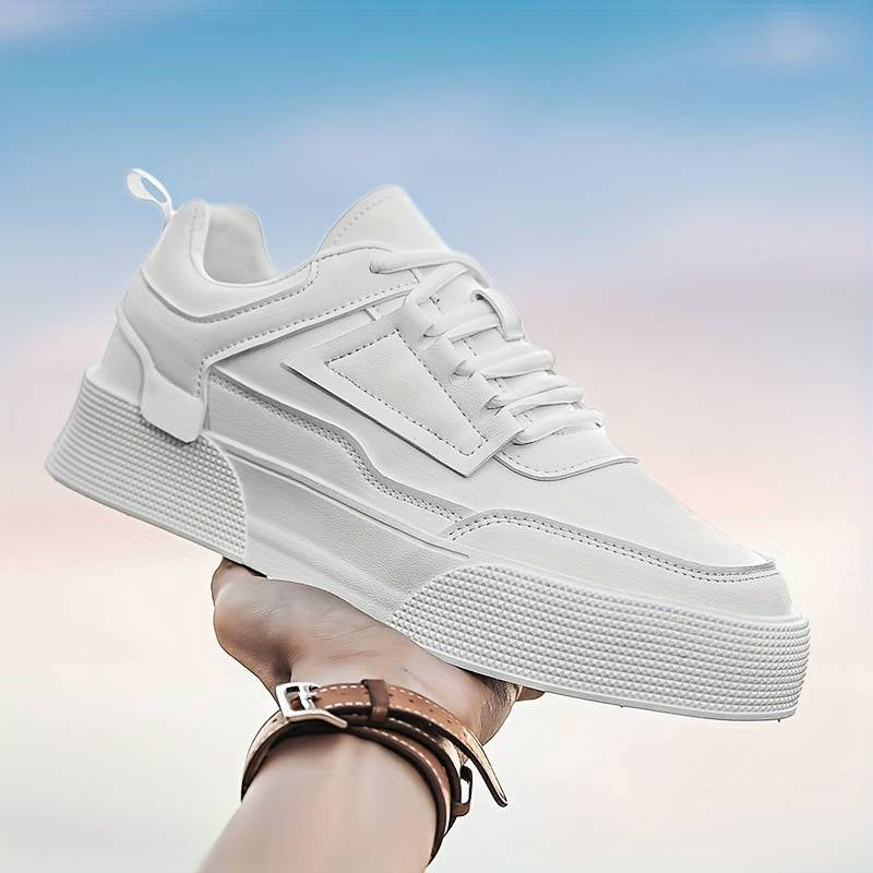 Men's trendy white platform sneakers