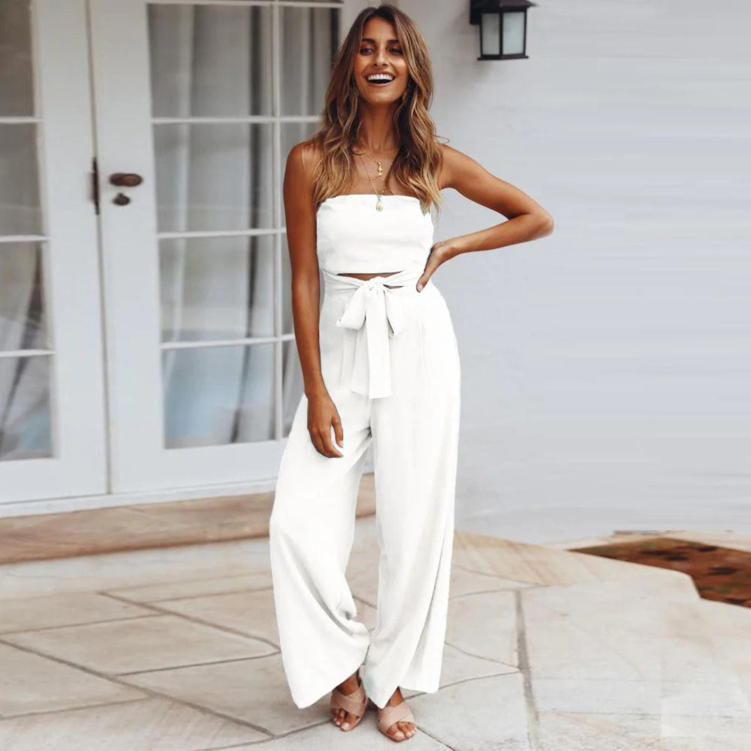 Women's Backless Jumpsuit with Straight Legs