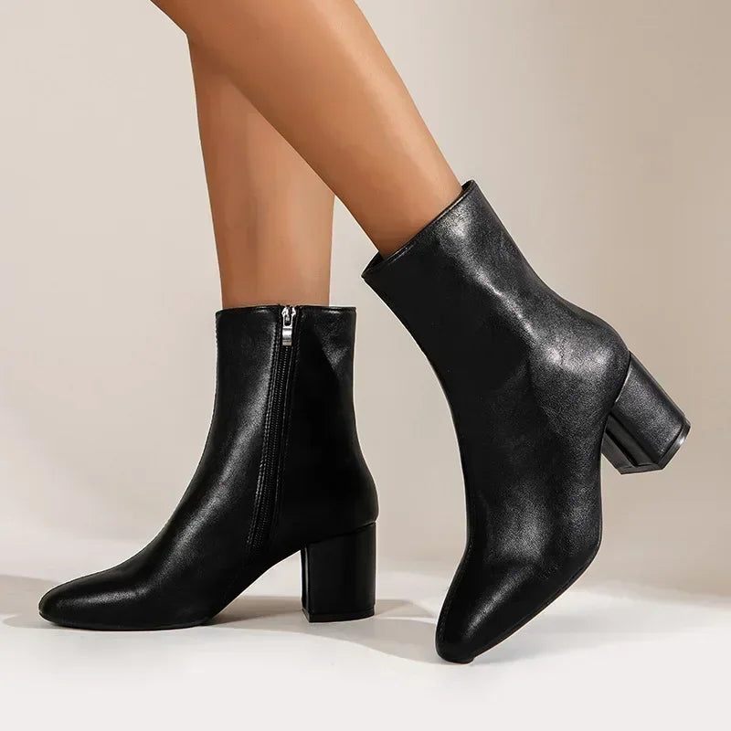 Women's high heel ankle boots with side zippers