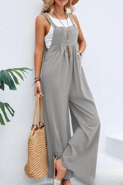 Women's Casual Loose Fit Jumpsuit – Sleeveless, Wide-Leg, Lightweight