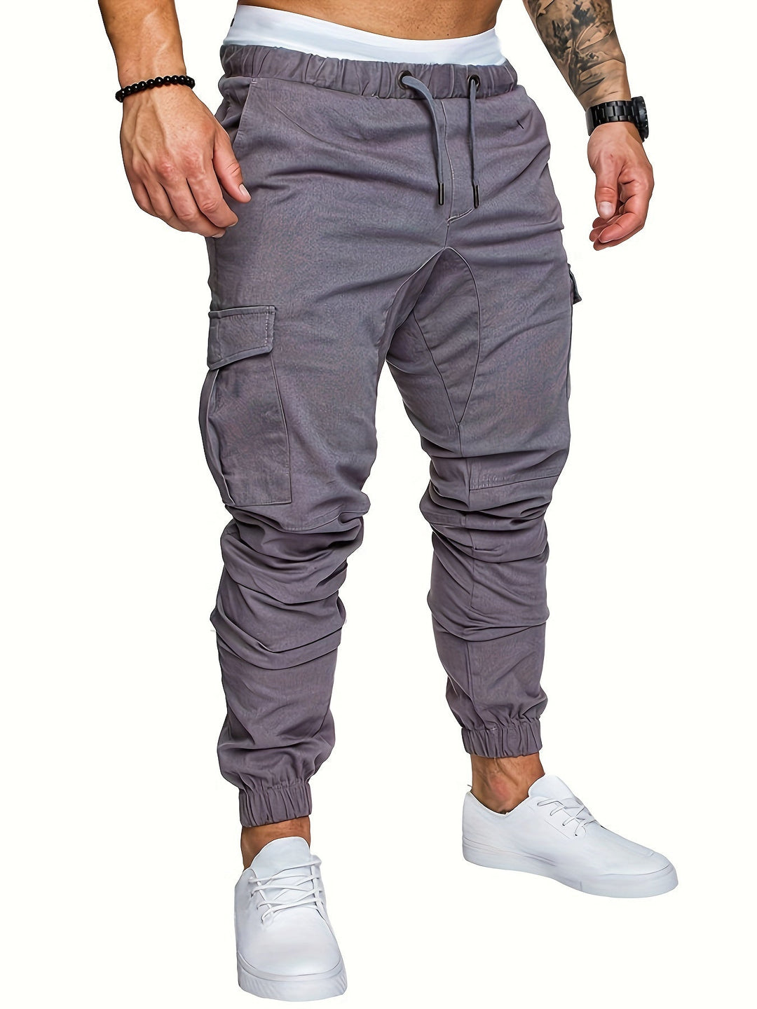 Cargo jogger pants with elastic waist for men