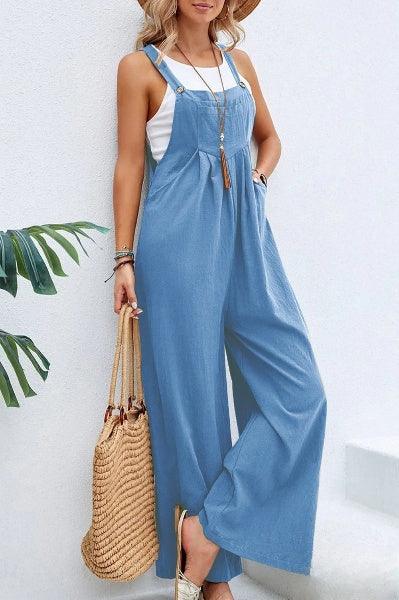 Women's Casual Loose Fit Jumpsuit – Sleeveless, Wide-Leg, Lightweight