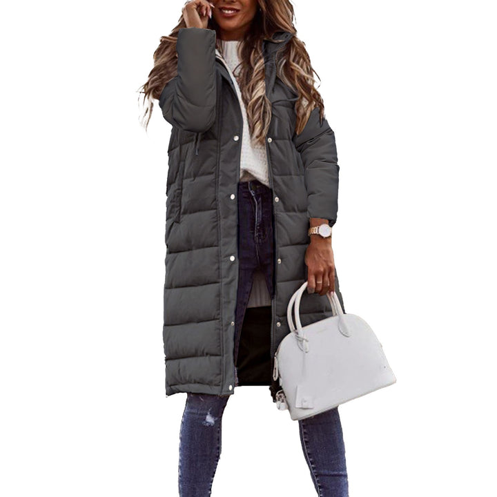 Women's long padded coat with hood