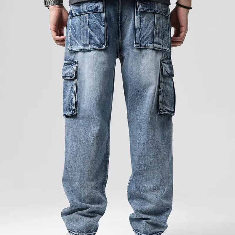 Men's retro cargo pants with multiple pockets