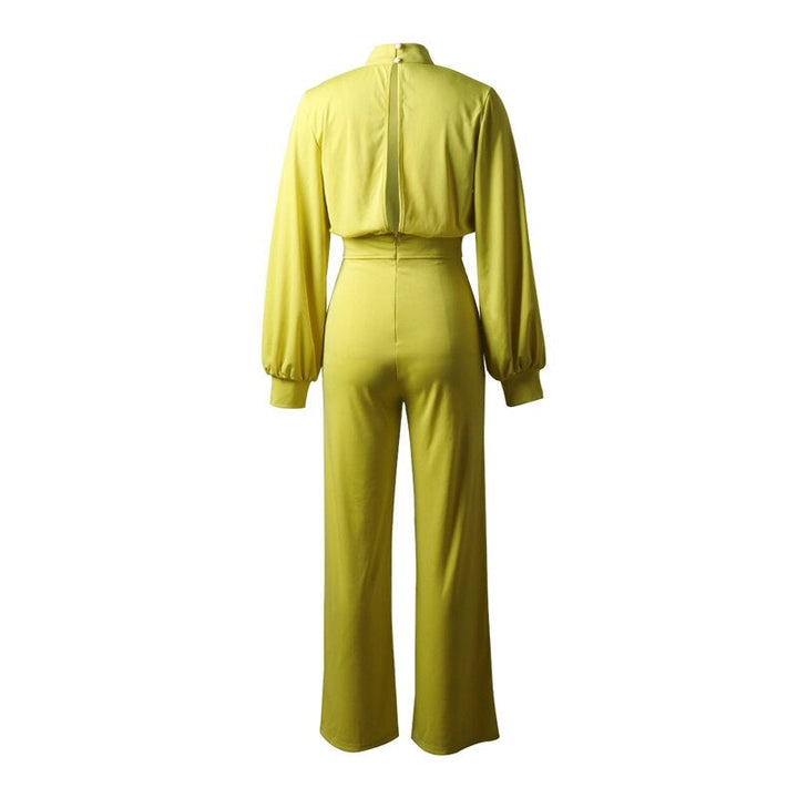 Long-Sleeve High Collar Slim Fit Jumpsuit for Women