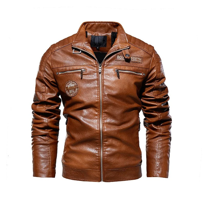 Men's pu leather motorcycle jacket