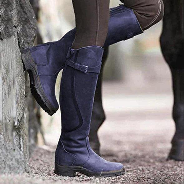 Waterproof Leather Winter Riding Boots for Women