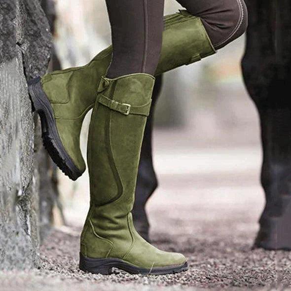 Waterproof Leather Winter Riding Boots for Women