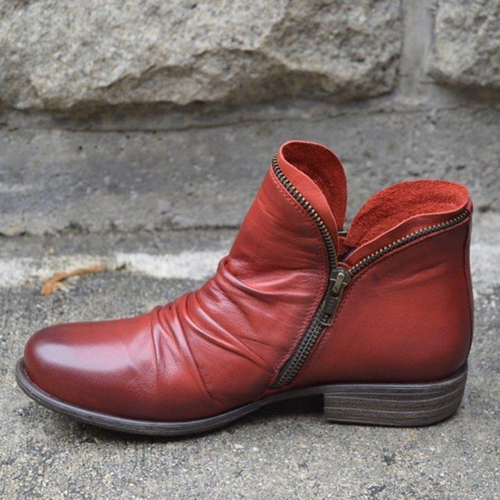 Leather Zip-Up Boots for Women