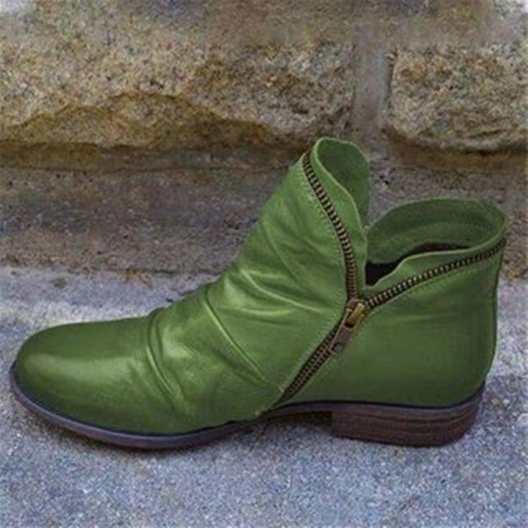 Leather Zip-Up Boots for Women