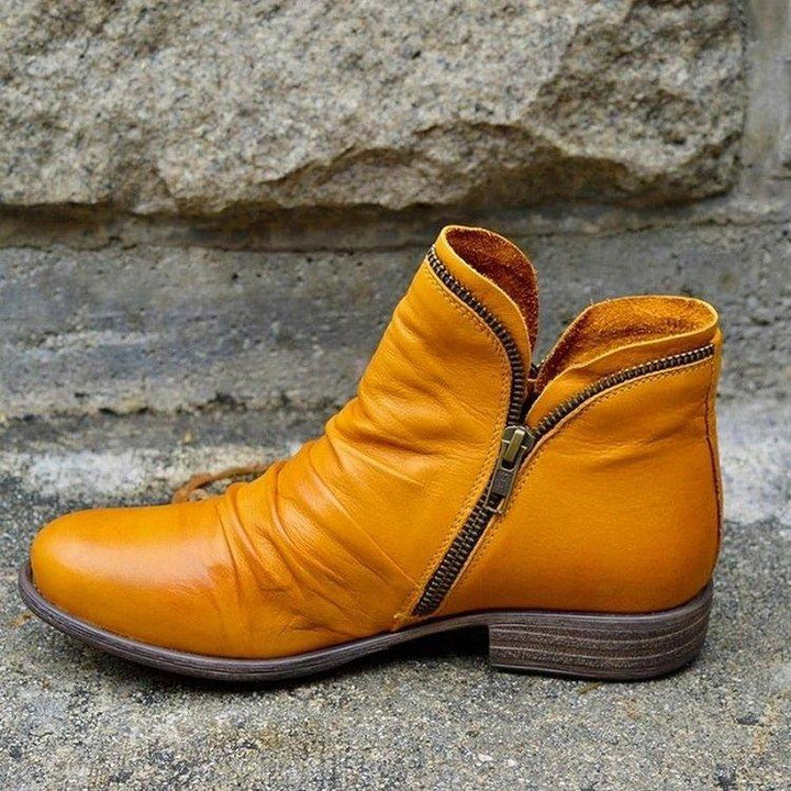 Leather Zip-Up Boots for Women