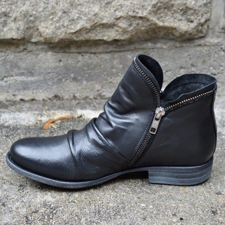 Leather Zip-Up Boots for Women