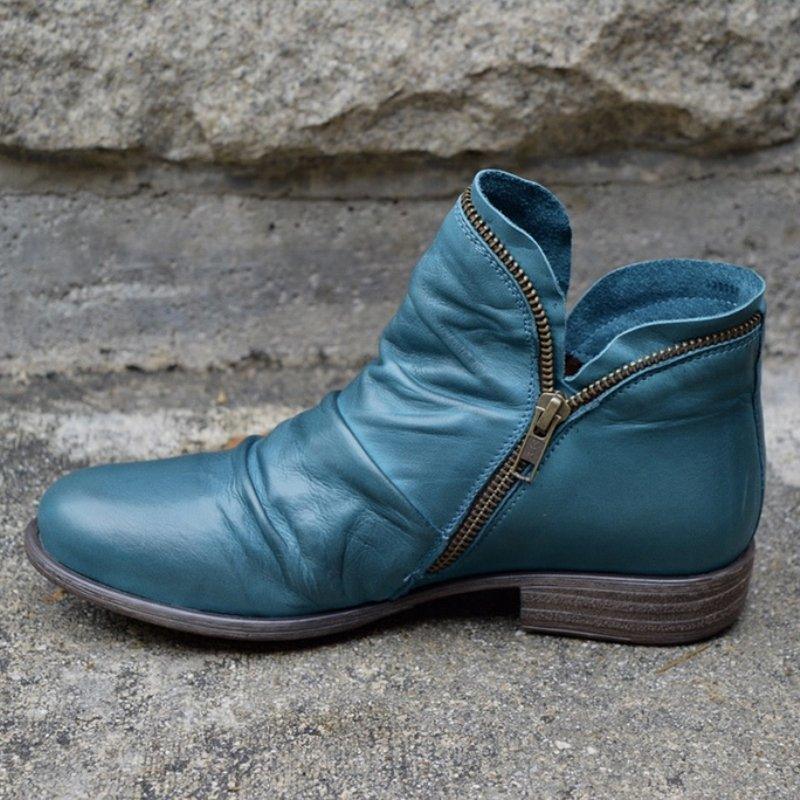 Leather Zip-Up Boots for Women