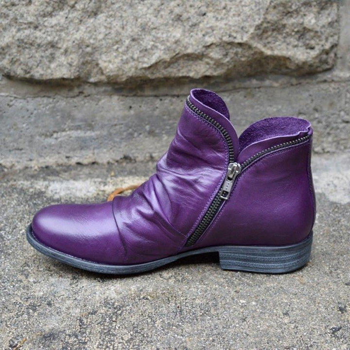 Leather Zip-Up Boots for Women