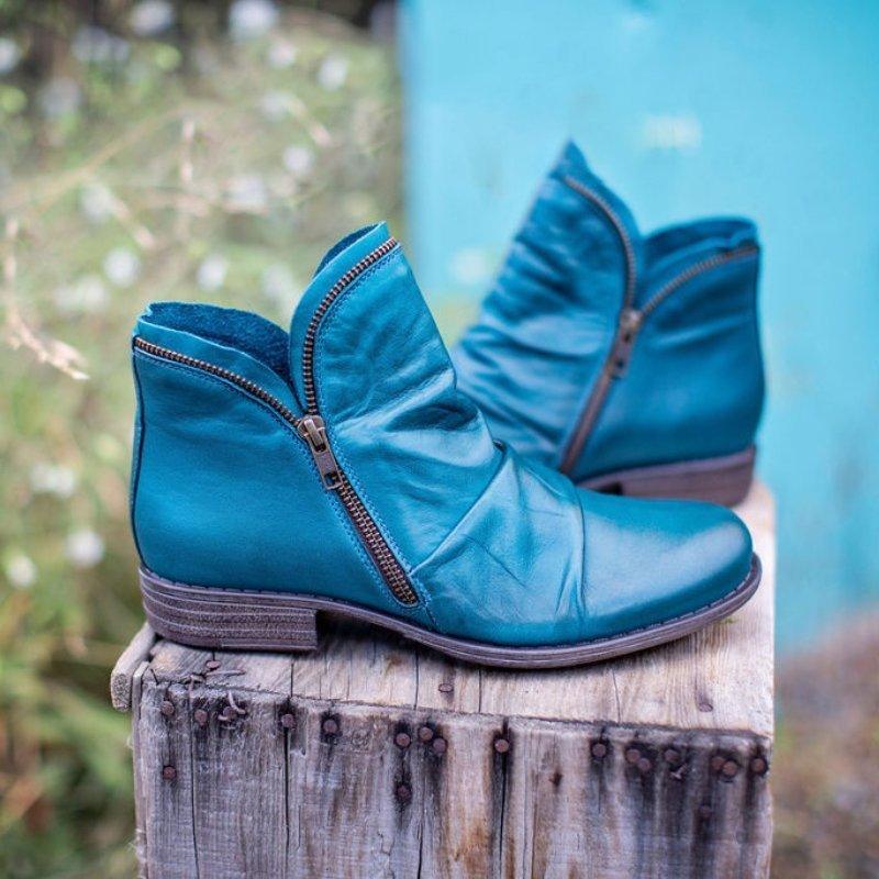 Leather Zip-Up Boots for Women